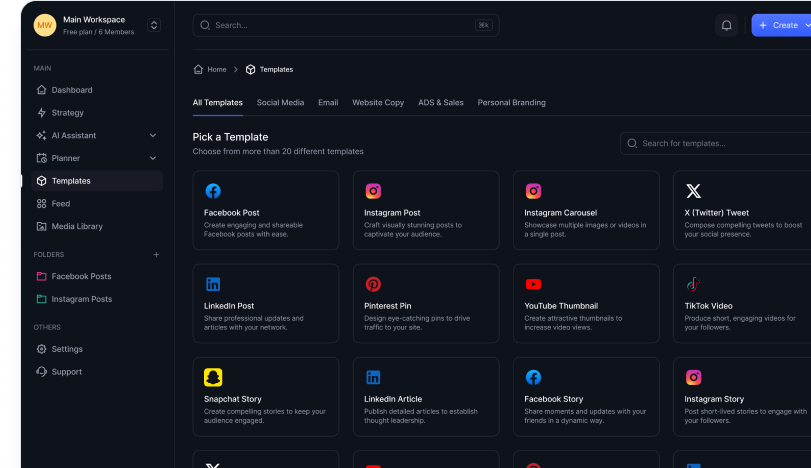 Access a library of beautifully designed templates that save you time and make your content look professional.